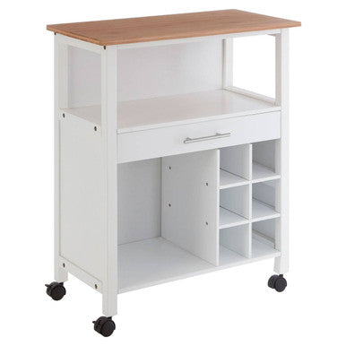Natural Bamboo Top Kitchen Trolley with Drawer and Shelves | Harlow
