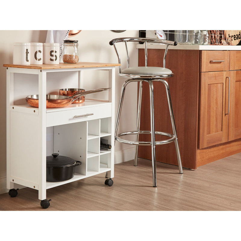 Natural Bamboo Top Kitchen Trolley with Drawer and Shelves | Harlow