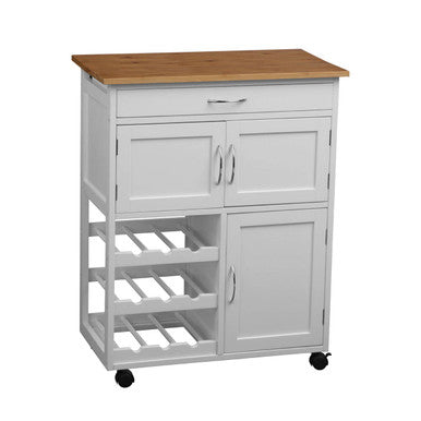 White and Natural Kitchen Trolley with Drawer | Harlow