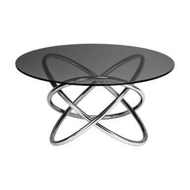 Smoked Glass Top and Silver Steel Frame Side Table | Cassy