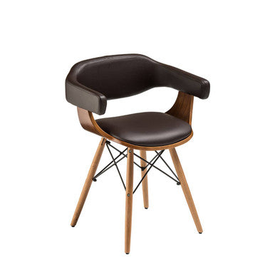 Brown Leather Effect and Beech Wood Chair | Parkar