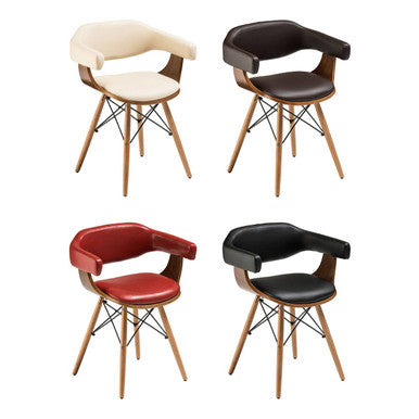 Brown Leather Effect and Beech Wood Chair | Parkar