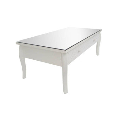 White Glass Top Storage Coffee Table with 2 Drawers | Chamonix