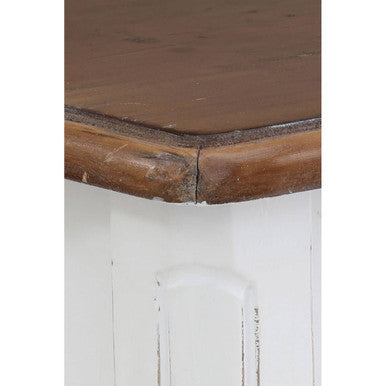 Set of 2 Brown Wood Top Accent Tables with White High Gloss Finish Legs | Serena