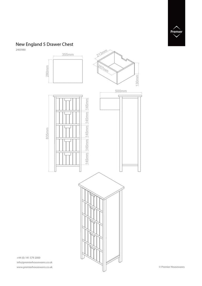 White 5 Drawers Chest | New England