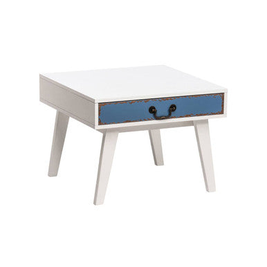 White Square Side Table with Drawer | Alchemy