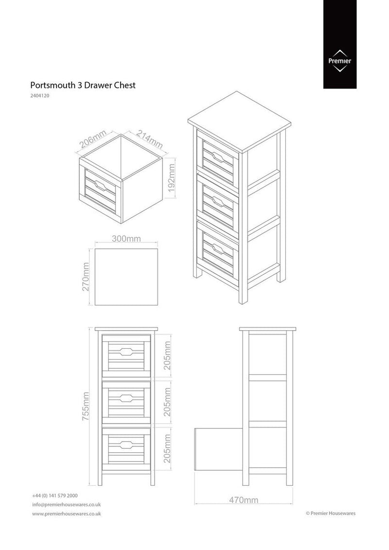 3 Drawer Chest | Portsmouth