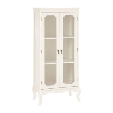Two Glass Door Ivory Finish Cabinet | Marcella