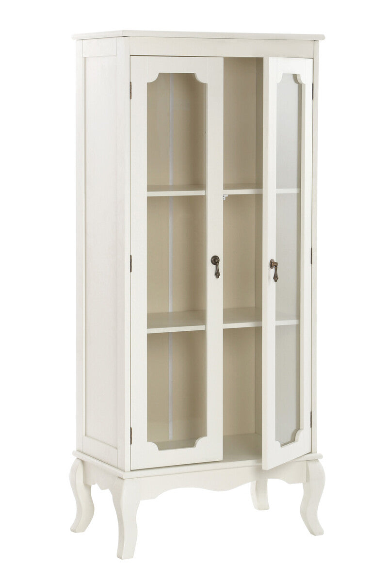 Two Glass Door Ivory Finish Cabinet | Marcella