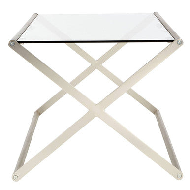 Tempered Glass Rectangular Coffee Table with Silver Cross Frame Design | Roma
