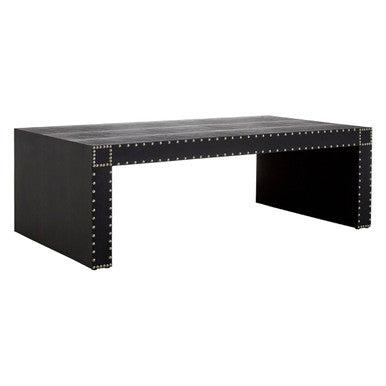 Black Leather Effect Rectangular Coffee Table | Sloane