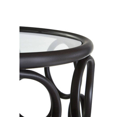 Black Round Glass Top Side Table with Circular Frame Design Meta Base | Antalya