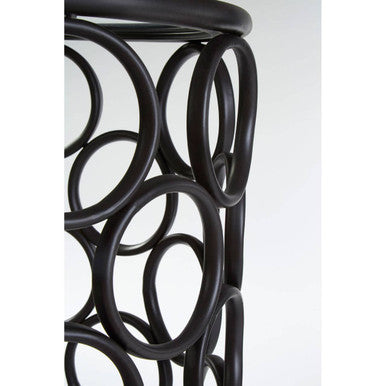 Black Round Glass Top Side Table with Circular Frame Design Meta Base | Antalya
