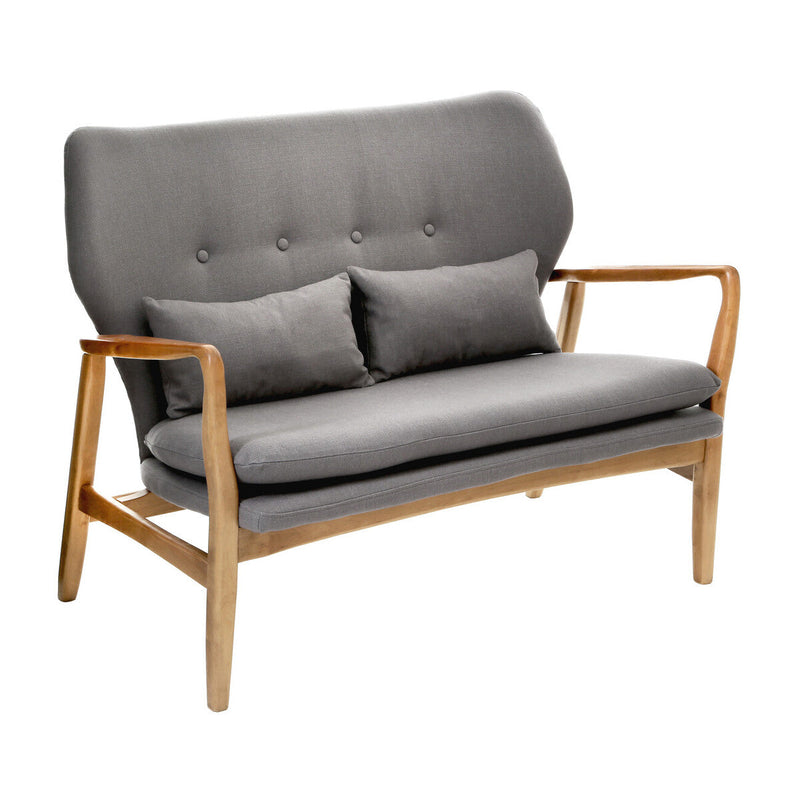 2 Seater Grey Sofa with Birchwood Frame | Stockholm