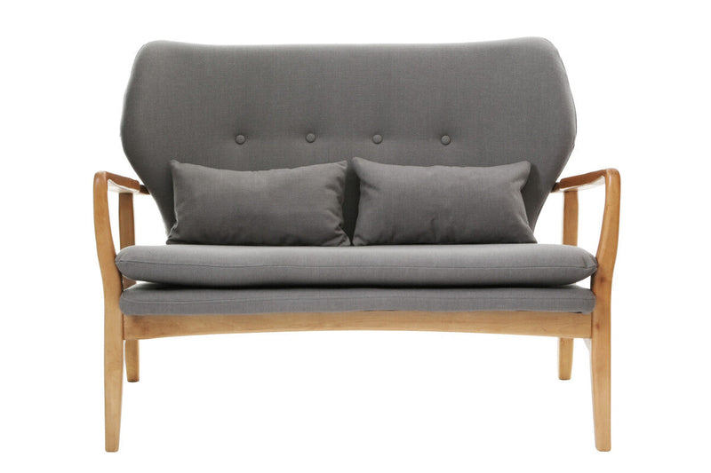 2 Seater Grey Sofa with Birchwood Frame | Stockholm