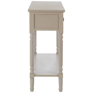 Grey Natural Wooden Two-Tier Display Top Console Table with 2 Drawers and Carved Legs, Heritage