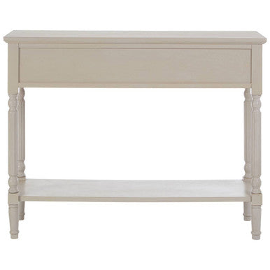 Grey Natural Wooden Two-Tier Display Top Console Table with 2 Drawers and Carved Legs, Heritage