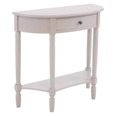 Grey Putty Natural Wooden One-Drawer Console Table with Open Lower Shelf and Carved Spindle Legs, Heritage