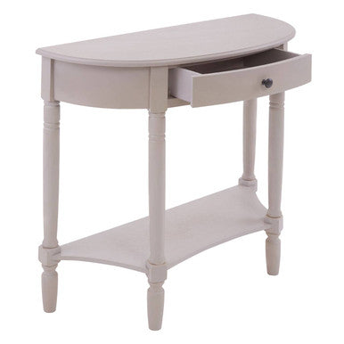 Grey Putty Natural Wooden One-Drawer Console Table with Open Lower Shelf and Carved Spindle Legs, Heritage