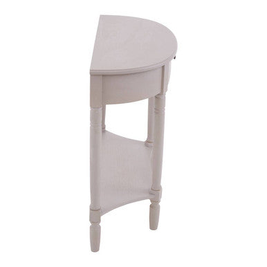 Grey Putty Natural Wooden One-Drawer Console Table with Open Lower Shelf and Carved Spindle Legs, Heritage