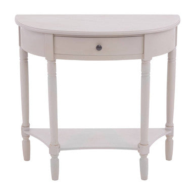 Grey Putty Natural Wooden One-Drawer Console Table with Open Lower Shelf and Carved Spindle Legs, Heritage