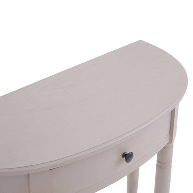 Grey Putty Natural Wooden One-Drawer Console Table with Open Lower Shelf and Carved Spindle Legs, Heritage