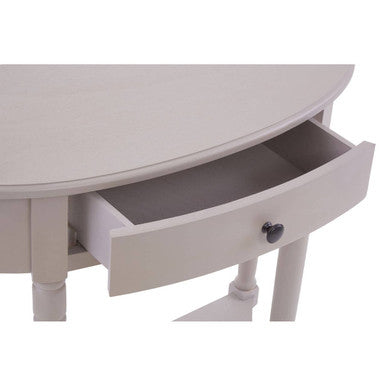 Grey Putty Natural Wooden One-Drawer Console Table with Open Lower Shelf and Carved Spindle Legs, Heritage