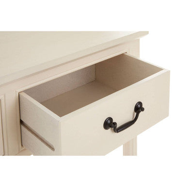 White Ivory Wooden 3-Drawer Console Table with Bevelled Top and Bottom Shelf | Heritage