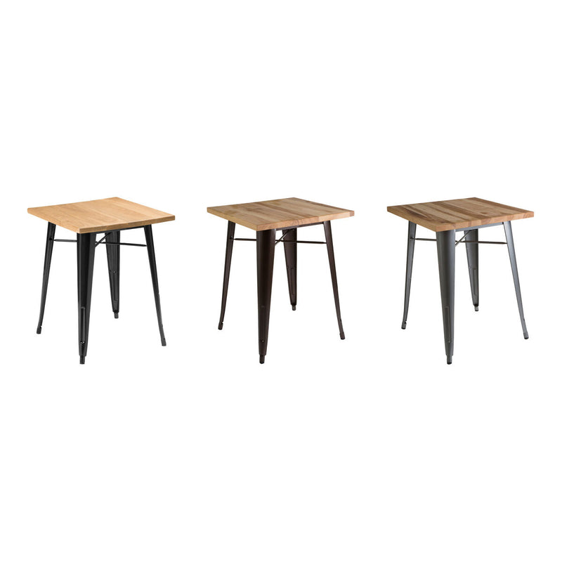 Natural Grain Wood Top Side Table with Crackle Copper Finish Gold Metal Legs | Aldgate