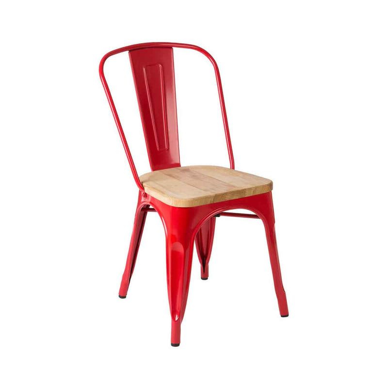Red Chair in Powder Coated Metal and Wood | Aldgate