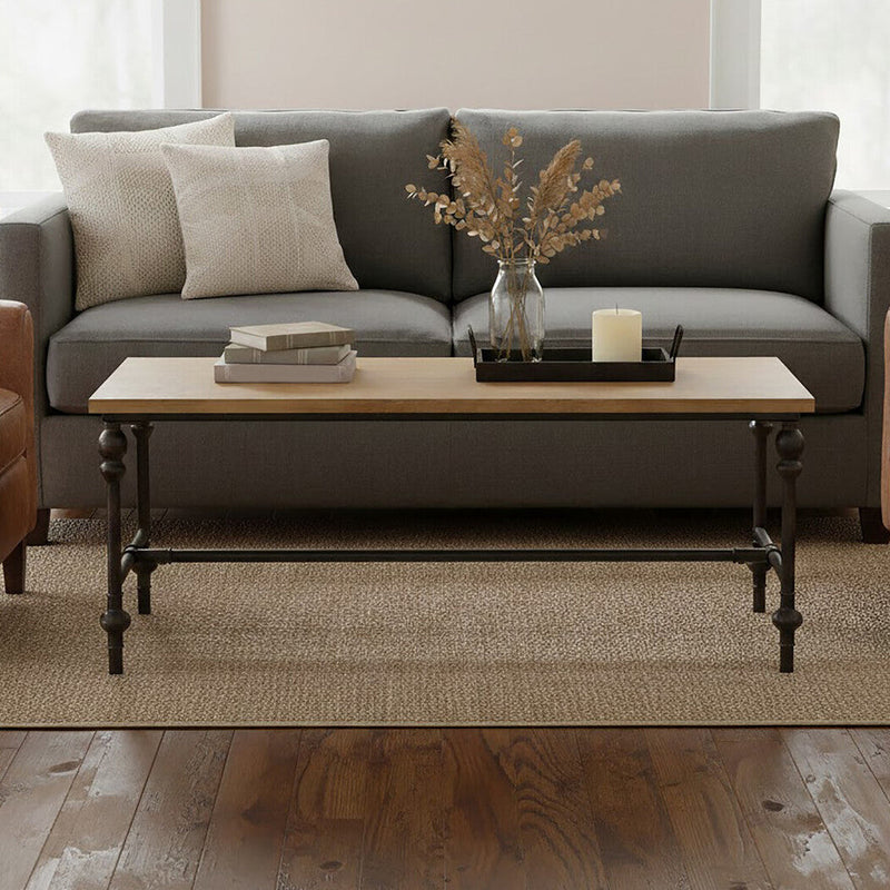 Natural Rectangular Coffee Table with Distressed Fir Wood Top | Tribeca