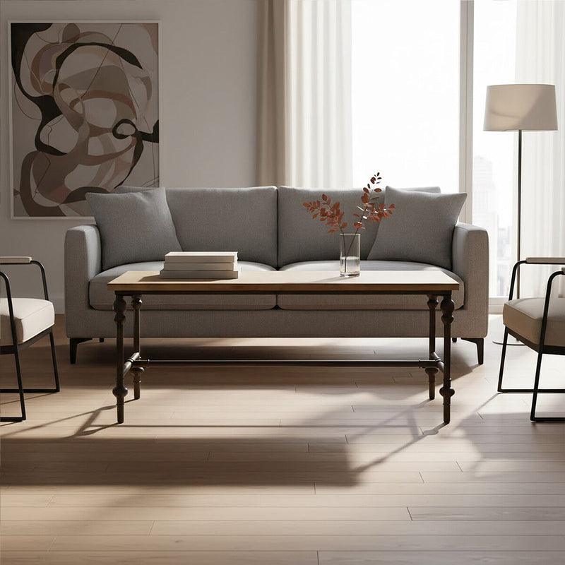 Natural Rectangular Coffee Table with Distressed Fir Wood Top | Tribeca