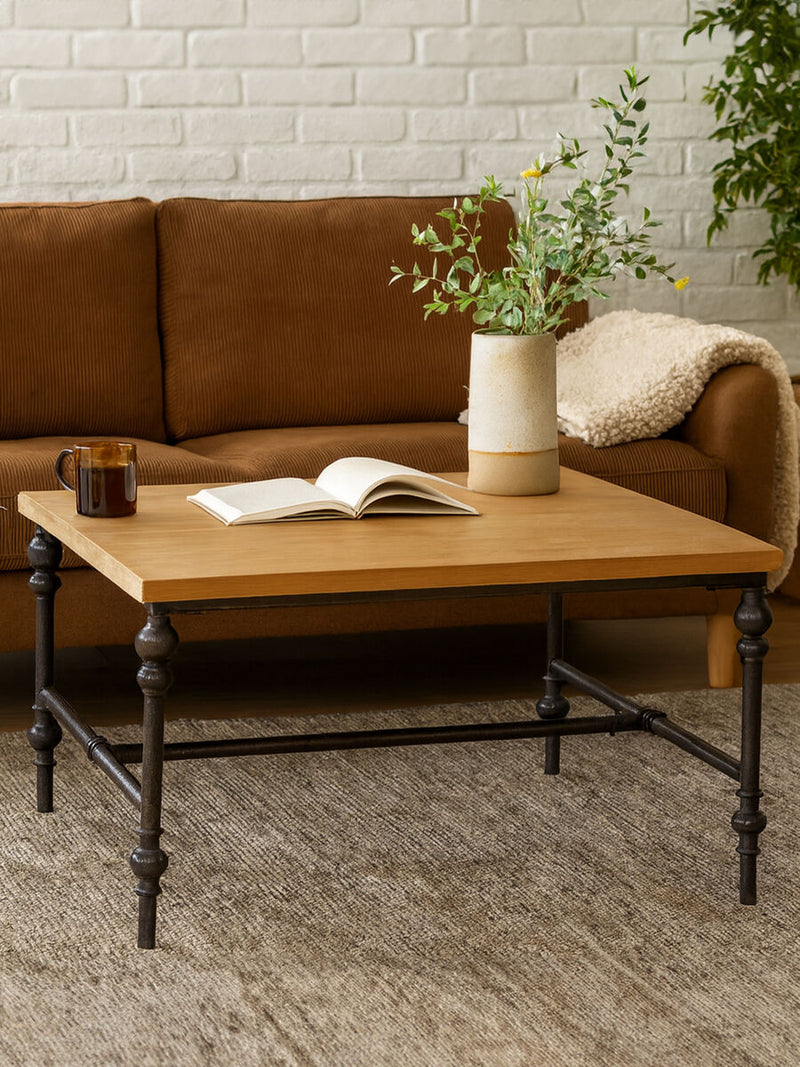 Natural Square Coffee Table with Fir Wood Top | Tribeca