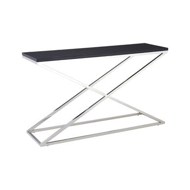 Black Leather Effect Console Table with Cross Design | Tribute