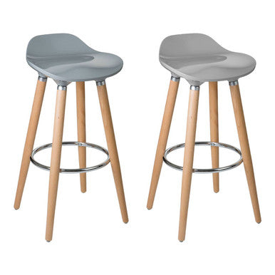 Taupe Abs and Beech Wood Bar Stool | Stockholm