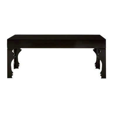 Black High Gloss Wooden Coffee Table with Stately Shaped Legs | Luis