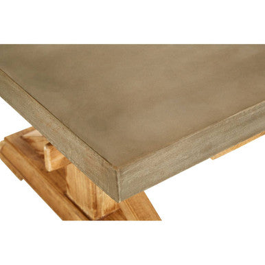 Grey Finish Top Traditional Wooden Coffee Table with Natural Wood Base | Pompeii
