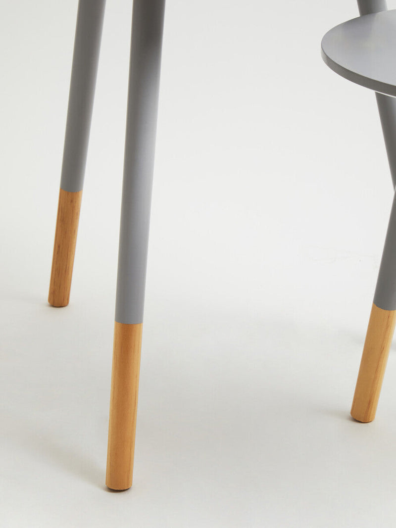Set of 2 Grey Bamboo Round Nesting Side Tables with Natural Wood Legs | Viborg