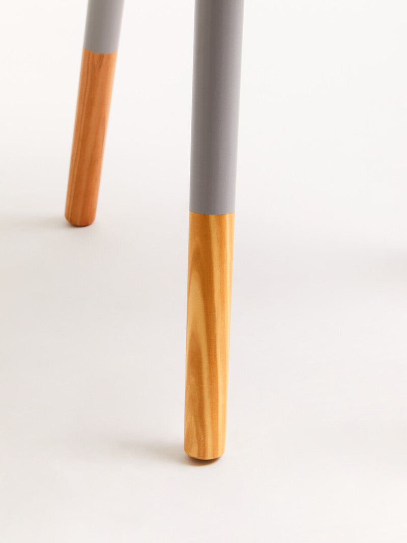 Grey Round Side Table with Natural Wood Effect Feet | Viborg