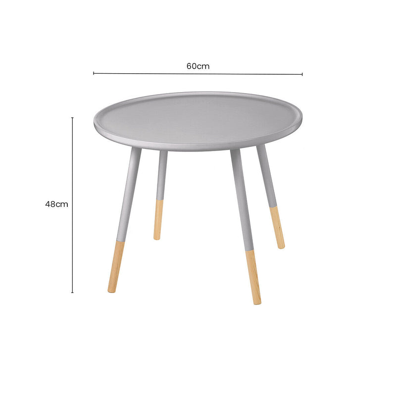 Grey Large Round Side Table with Natural Wood Effect Feet | Viborg