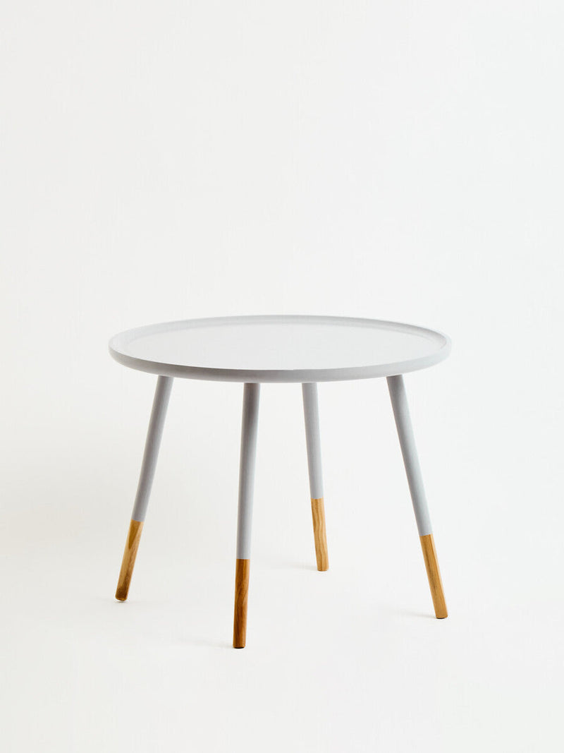 Grey Large Round Side Table with Natural Wood Effect Feet | Viborg