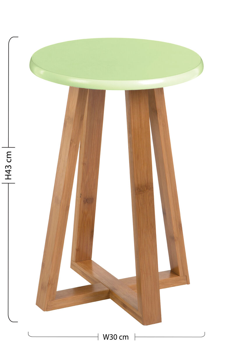 Green and Natural Bamboo Round Stool | Viborg