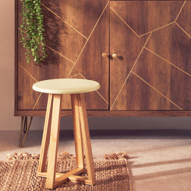 Green and Natural Bamboo Round Stool | Viborg