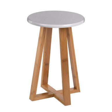 Grey and Natural Bamboo Round Stool | Viborg