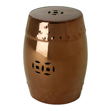Complements Gold Copper Dolomite Side Table Multi Use Stool with Embossed Detailing | Torcello