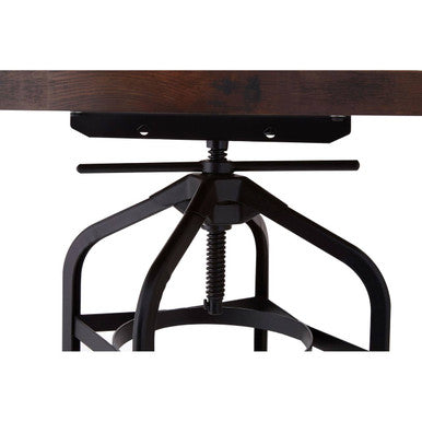 Natural Walnut Top and Black Metal Base Bar Table | New Foundry
