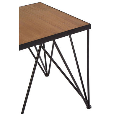Natural Wood Top and Iron Base Square Side Table | New Foundry
