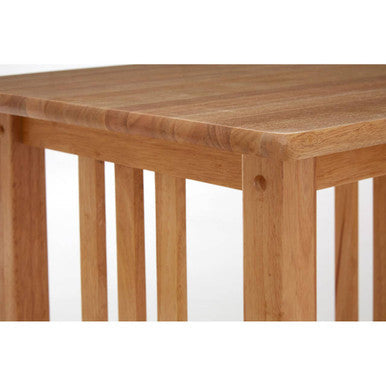 Natural Rubberwood Square Side Table with Lower Storage Shelf and Lattice Panel Sides | Selby