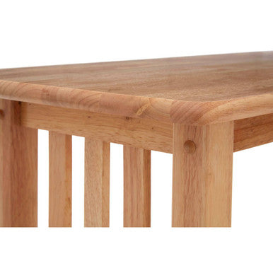 Natural Rubberwood Rectangular Console Table with Lower Storage Shelf and Lattice Panel Sides | Selby