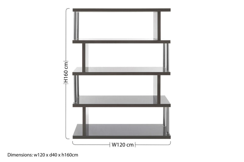 4 Tier Grey Gloss Shelf Unit | Maze